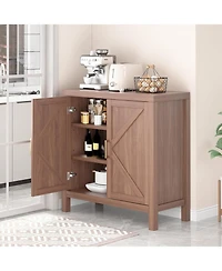 gaomon Farmhouse Oak Sideboard Buffet Cabinet - x-Shaped Door Kitchen Storage Cabinet with Adjustable Shelves for Hallway Entry Living Room