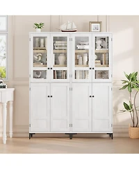 gaomon Tall Storage Cabinet, Kitchen Pantry Cabinet Tier Bathroom Cabinet with Doors Adjustable Shelves for Kitchen, Dining Room, Bathroom