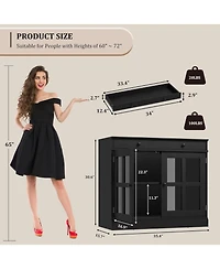 gaomon 35 Point 4 Inch Sideboard Buffet Cabinet with Glass Door and Drawer Modern Storage for Dining Room Kitchen