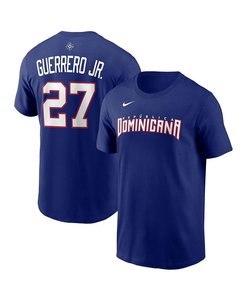 Nike Men's Vladimir Guerrero Jr. Royal Dominican Republic Baseball 2026 World Baseball Classic Name Number T-Shirt