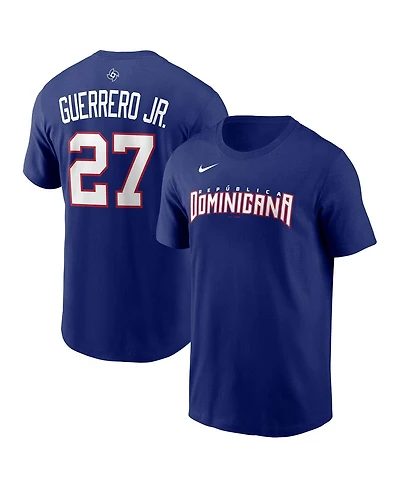 Nike Men's Vladimir Guerrero Jr. Royal Dominican Republic Baseball 2026 World Baseball Classic Name Number T-Shirt