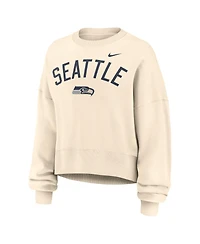 Nike Women's Natural Seattle Seahawks Oversized High Hip Legacy Arch Phoenix Fleece Sweatshirt
