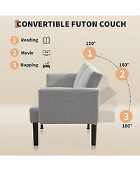 Gaomon 75.5" Linen Flannel Double Sofa Bed, 3-Position Recliner Mid-Century Sleeper