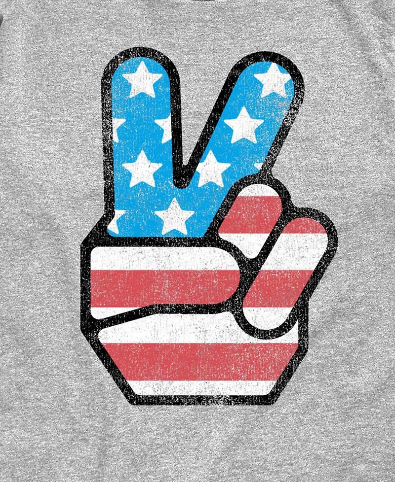 Hybrid Boys' 8-20 Instant Message Usa Flag Peace Short-Sleeve Graphic T-Shirt