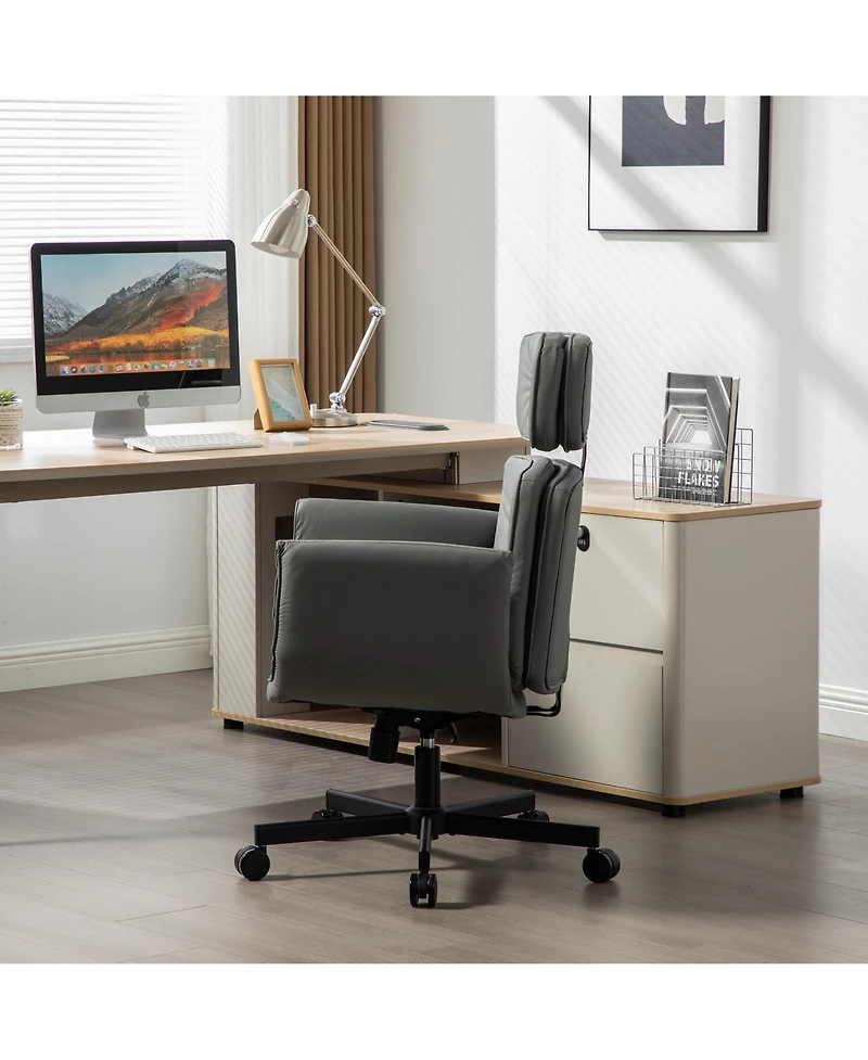 Clihome Modern Swivel Gaming Chair Pu Lounge Desk with Wide Seat, Office Chairs