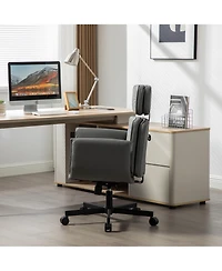 Clihome Modern Swivel Gaming Chair Pu Lounge Desk with Wide Seat, Office Chairs