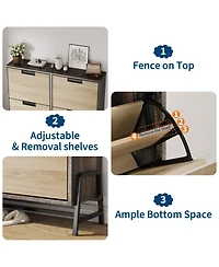 Homfan Shoe Cabinet Storage for Entryway, Narrow Shoe Organizers, Freestanding with Metal Legs, Shoe Rack with 3-Tier Adjustable Shelves