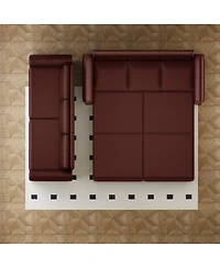 Streamdale Furniture Chesterfield Sleeper Sofa Bed, Pull Out, Faux Leather, Nailhead Trim