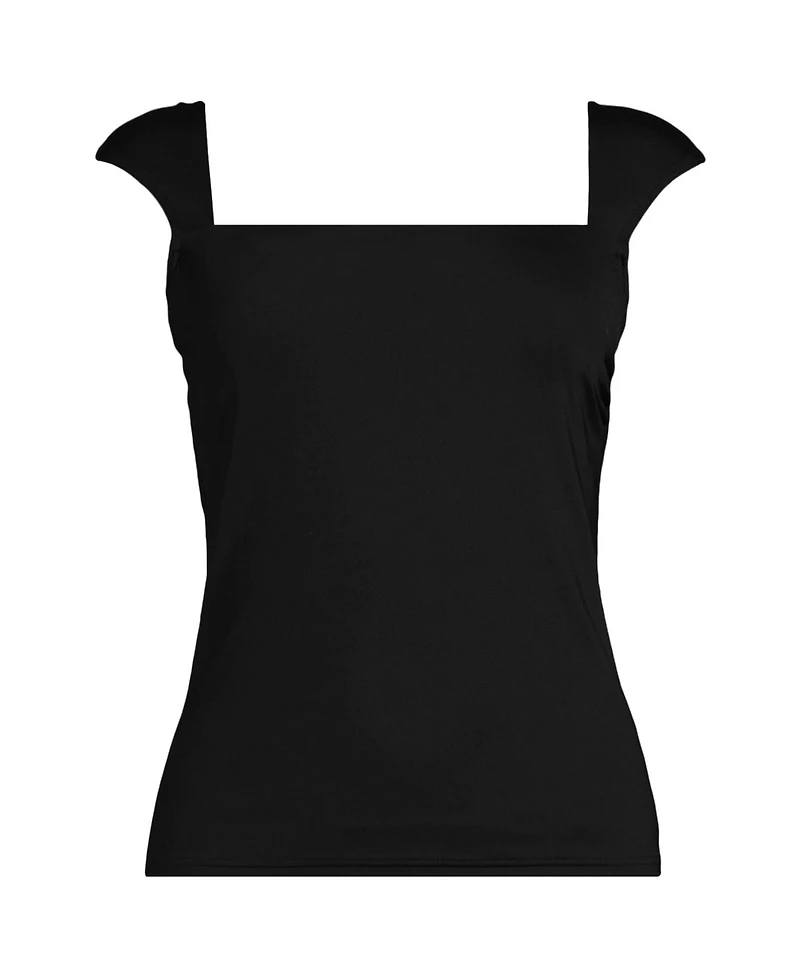 Lands' End Plus Square Neck Underwire Tankini Top