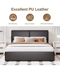 gaomon Full Upholstered Platform Bed Frame with Headboard, Strong Wood Slats Support, No Box Spring Needed