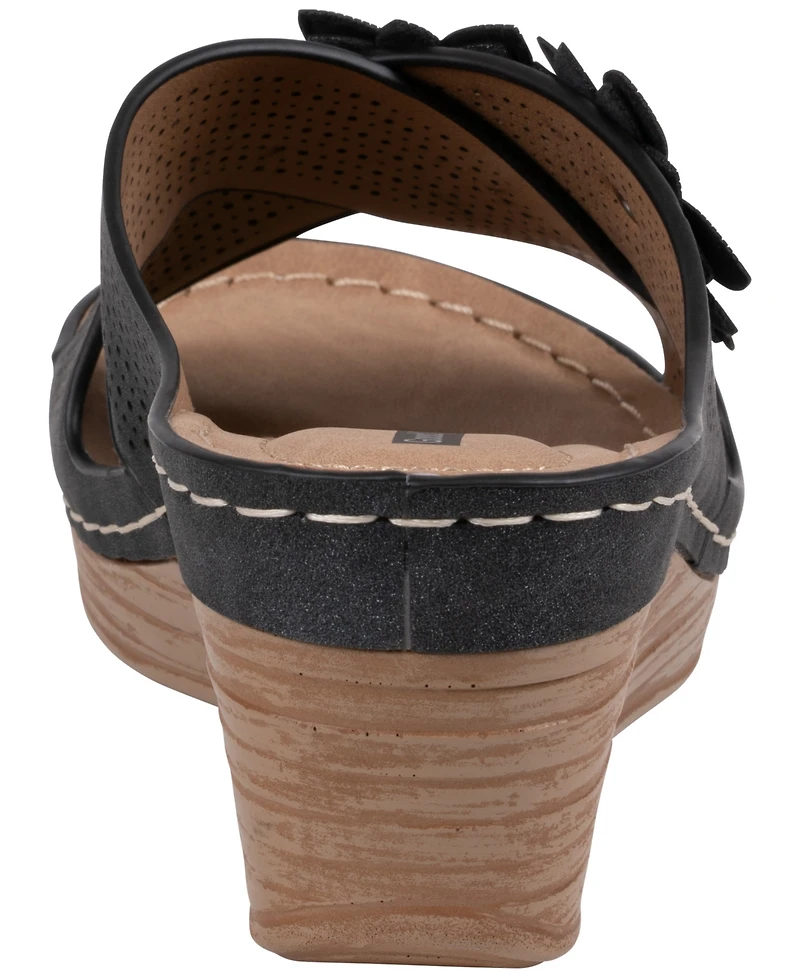 Gc Shoes Women's Nylie Floral Slip-On Wedge Sandals