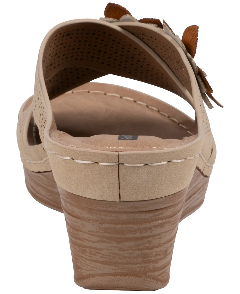 Gc Shoes Women's Nylie Floral Slip-On Wedge Sandals