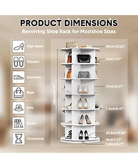 gaomon 6-Tier Round 360° Rotating Shoe Tower, Large Capacity Space-Saving Spinning Organizer