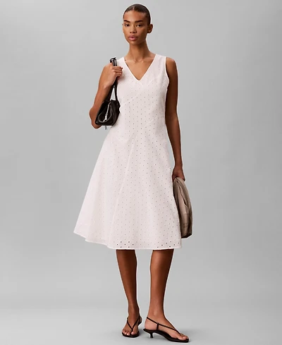 Calvin Klein Women's Sleeveless V-Neck Midi Dress