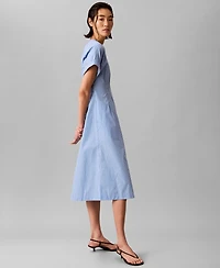 Calvin Klein Women's Short-Sleeve V-Neck Shirt Dress