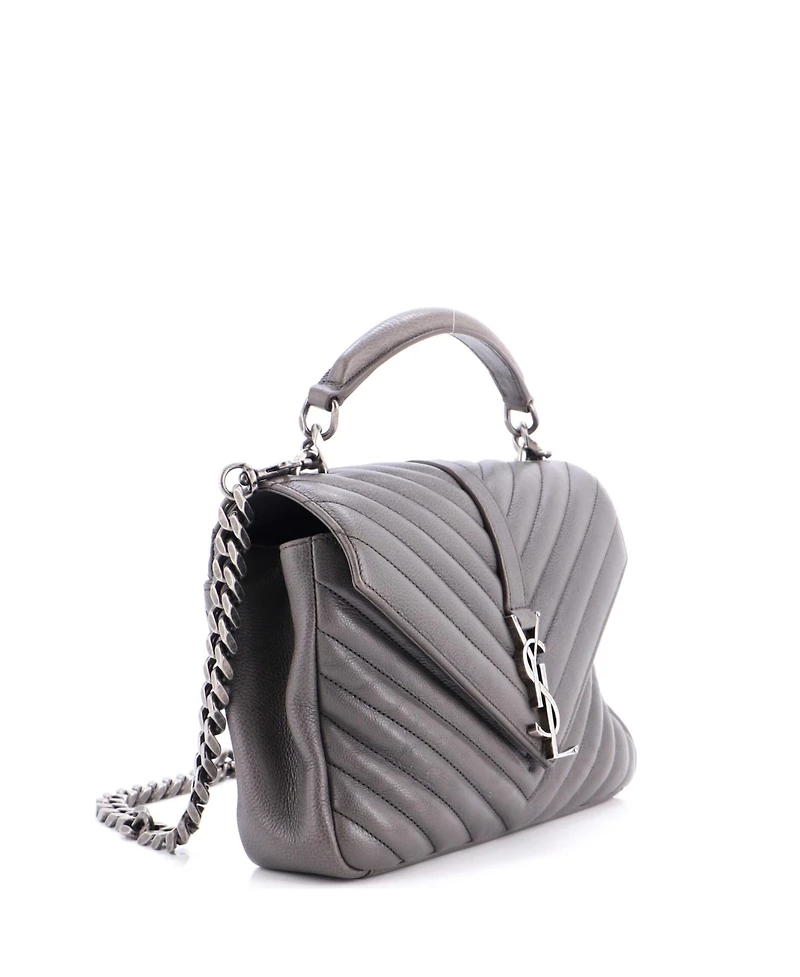 Pre-Owned Saint Laurent Medium Classic Monogram College Bag Matelasse Chevron Leather