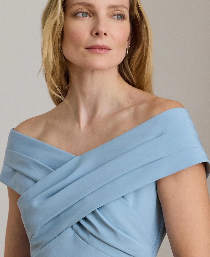 Lauren Ralph Crepe Off-the-Shoulder Gown