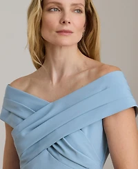 Lauren Ralph Crepe Off-the-Shoulder Gown