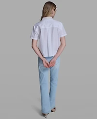 Karl Lagerfeld Paris Women's Short-Sleeve Collared Top