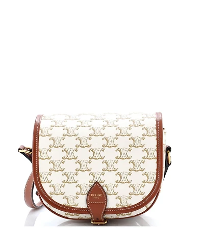 Pre-Owned Celine Medium Folco Bag Triomphe Coated Canvas