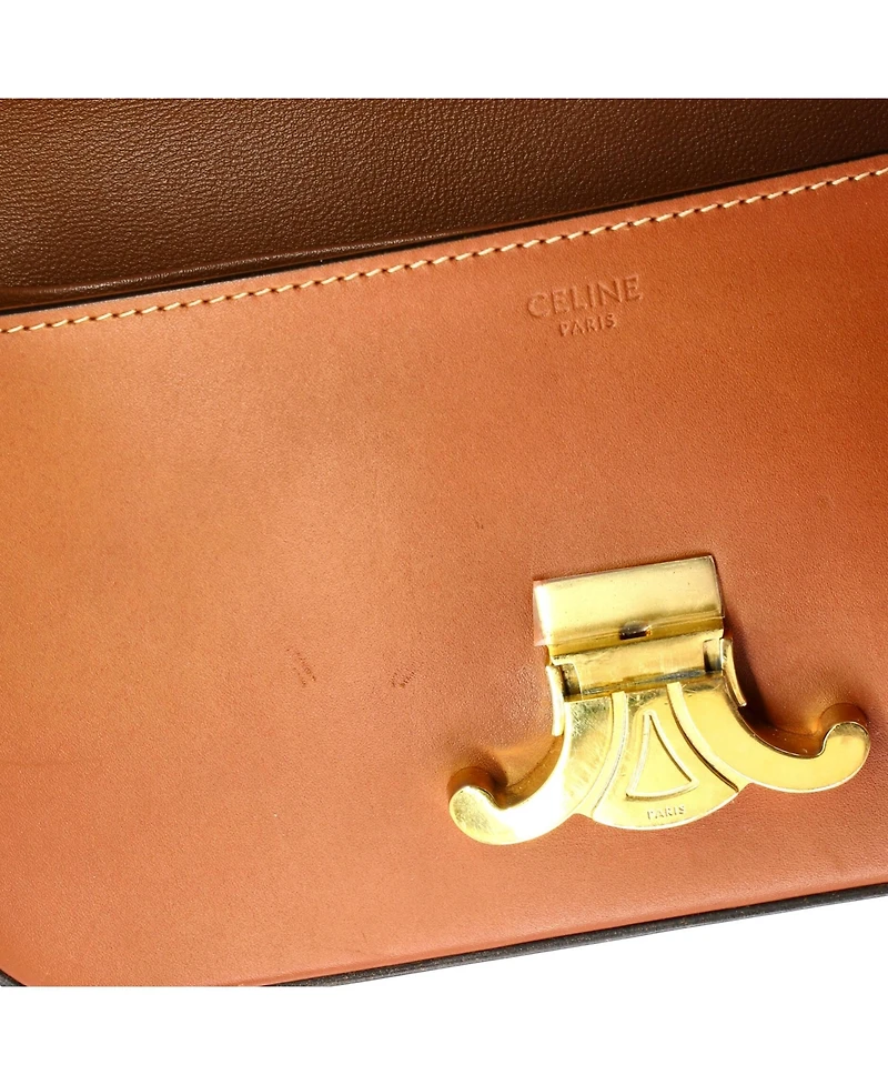 Pre-Owned Celine Triomphe East-West Shoulder Bag Smooth Calfskin