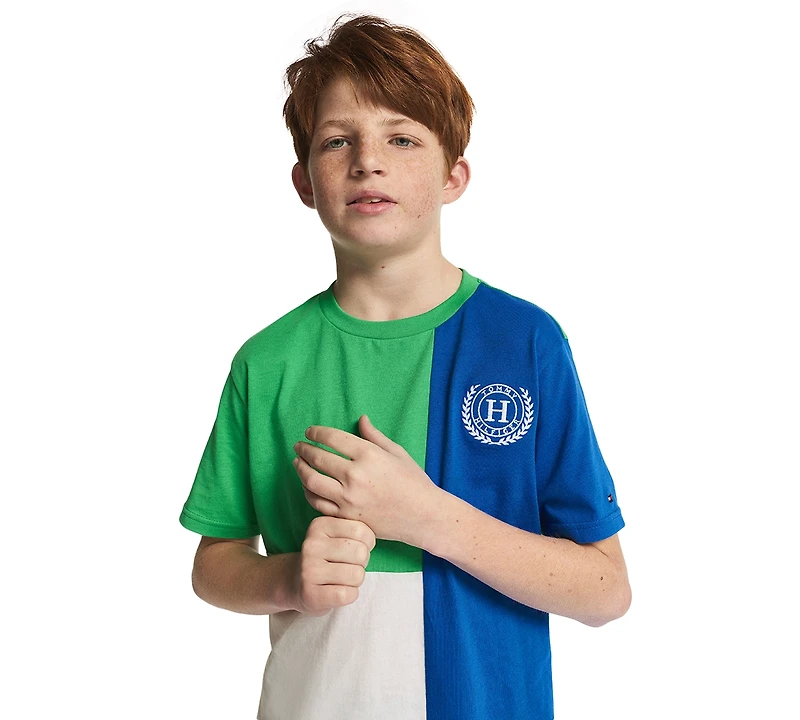 Tommy Hilfiger Boys' 8-20 Tri-Block Short-Sleeve T-Shirt