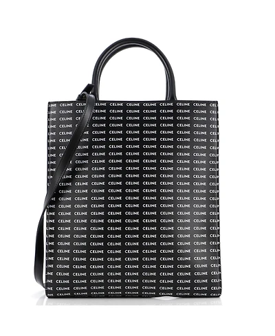 Pre-Owned Celine Small Vertical Cabas Tote All Over Logo Print Leather