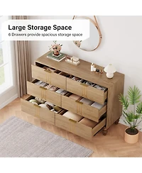 gaomon 6 Drawer Modern Wooden Dresser for Bedroom, Deep Drawers, Chest for Living Room & Hallway