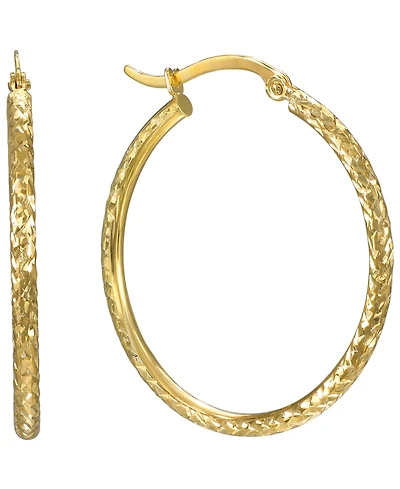 Macy's Diamond Cut Hoop Earrings in 10k Yellow Gold