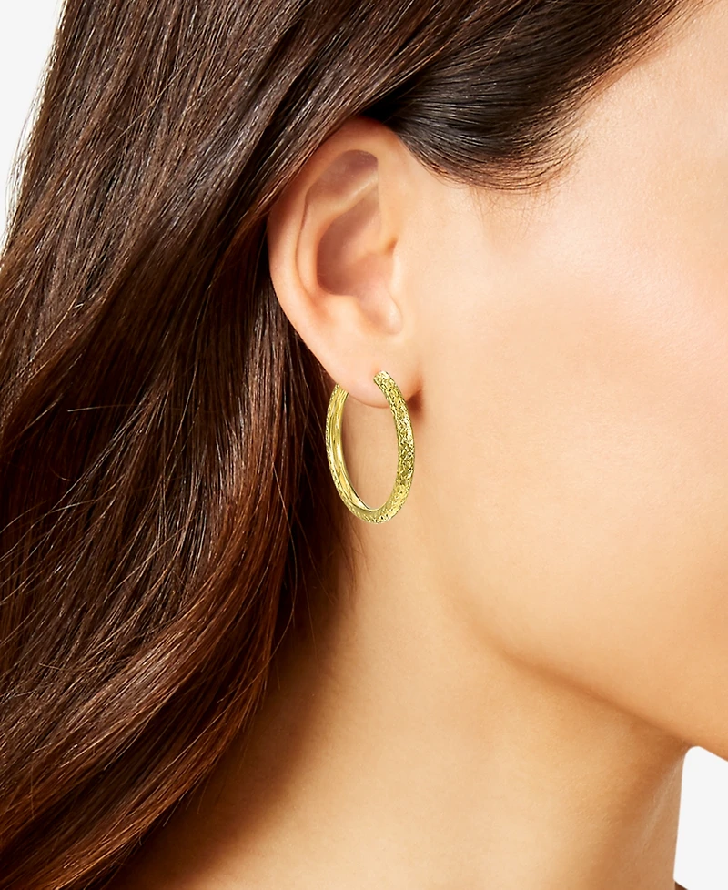 Macy's Diamond Cut Hoop Earrings in 10k Yellow Gold