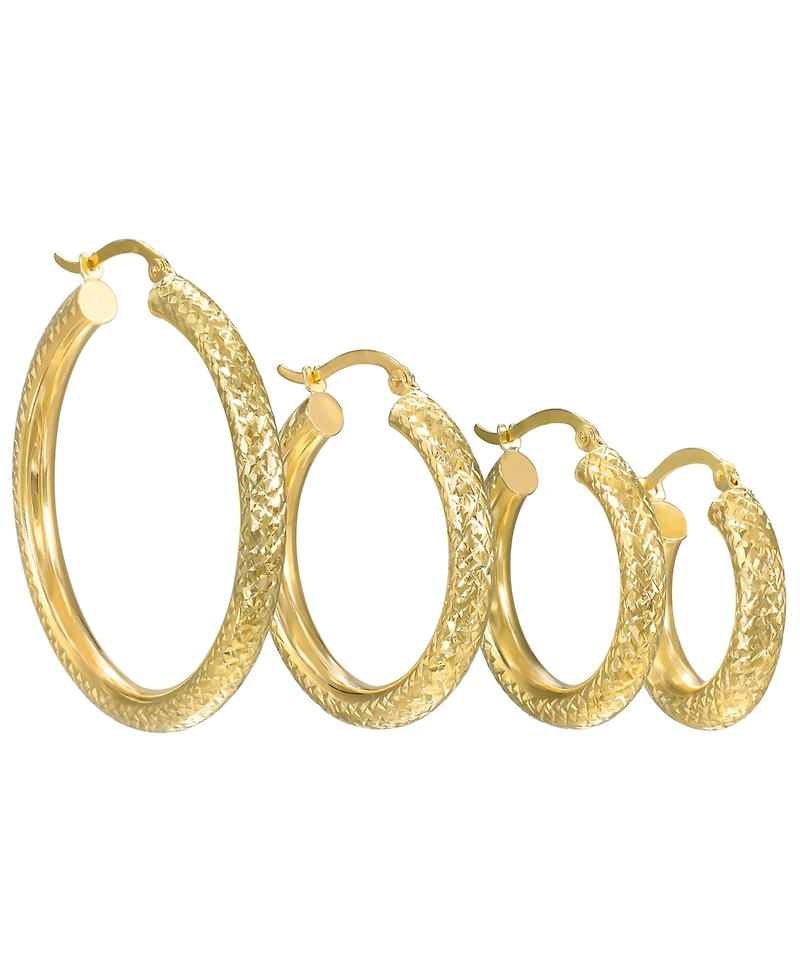 Macy's Diamond-Cut Hoop Earrings 4x25mm in 10k Yellow Gold
