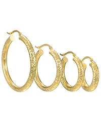 Macy's Diamond-Cut Hoop Earrings 4x25mm in 10k Yellow Gold