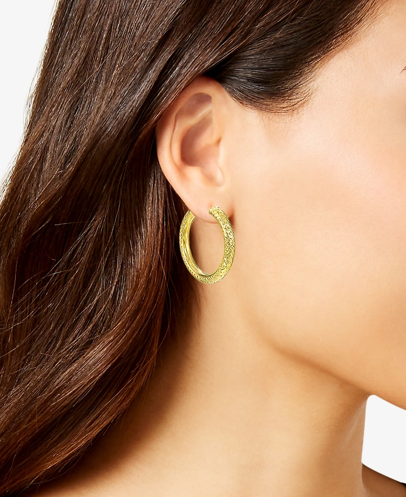 Macy's Diamond-Cut Hoop Earrings in 10k Yellow Gold