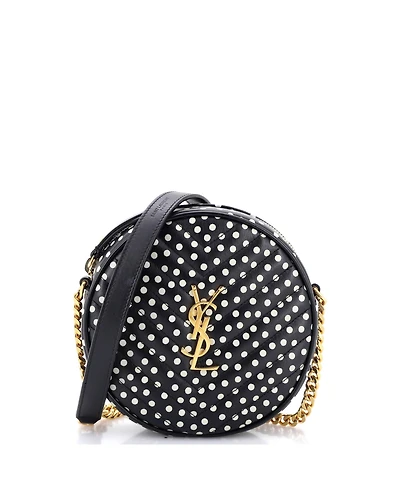 Pre-Owned Saint Laurent Vinyle Round Camera Bag Print Matelasse Chevron Leather