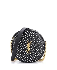 Pre-Owned Saint Laurent Vinyle Round Camera Bag Print Matelasse Chevron Leather