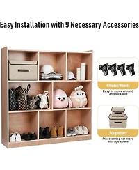 gaomon Sturdy 8-Section Classroom Cubby for Toy, Smooth Glaze Cubby for Kids, 8 Cubbies, with 2 Storage Boxes