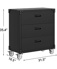 gaomon 3 Drawers Metal Tool Cabinet with Wheels, Black Garage Storage Cabinets, Easy Assembly Rolling Tool Chest for Home, Warehouse