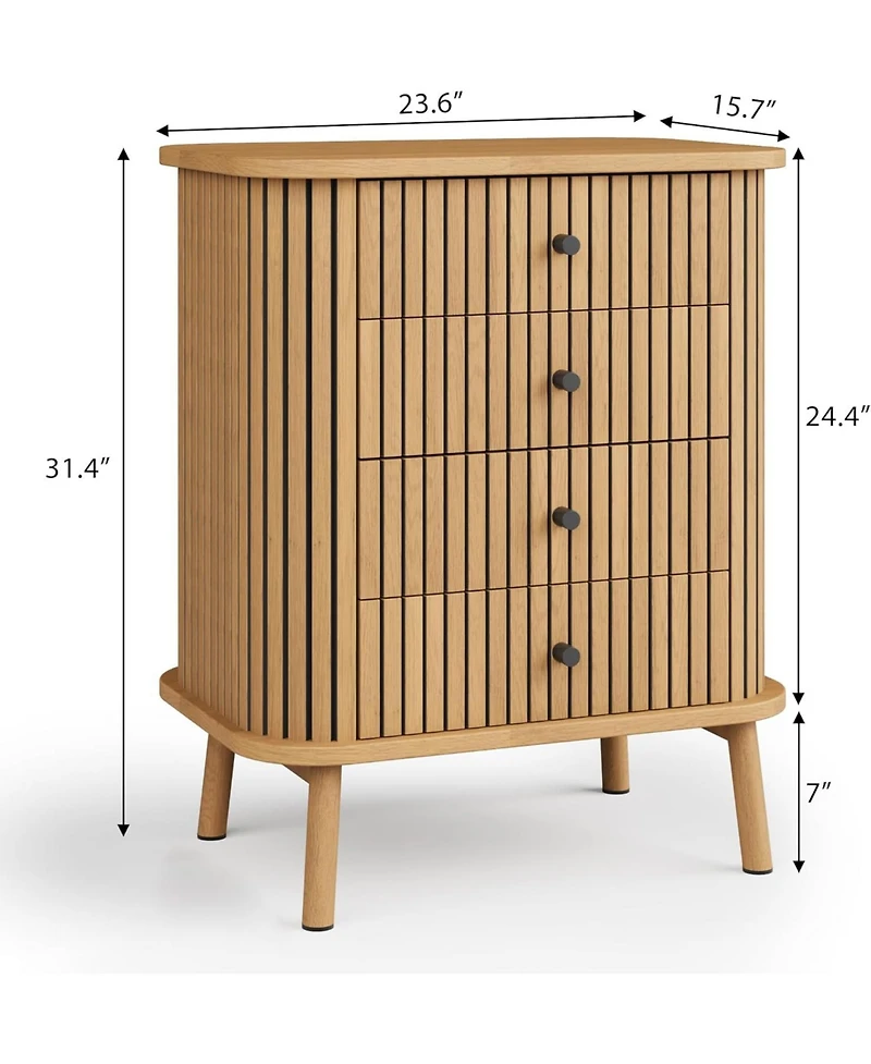 gaomon 4 Drawer Dressers Set of 2, Chest of Drawers for Bedroom, Nightstand, Spacious Storage Boho Wicker Dresser with Matte Handles