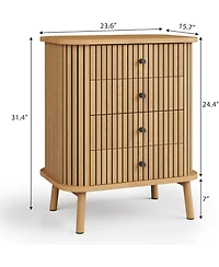 gaomon 4 Drawer Dressers Set of 2, Chest of Drawers for Bedroom, Nightstand, Spacious Storage Boho Wicker Dresser with Matte Handles