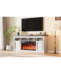 gaomon 68" Fireplace Tv Stand, 36" Fireplace, 4 Flame Colors with Remote, Farmhouse Storage Cabinet