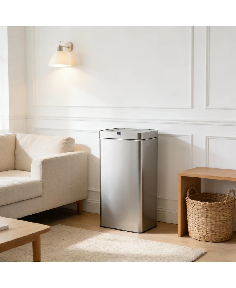 Mega Casa 18 Gallon Stainless Steel Rectangular Motion Sensor Trash Can for Kitchen