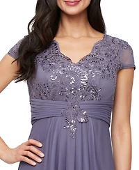 Alex Evenings Petite Sequin Embroidered-Lace Gown