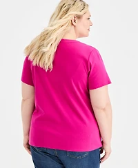 Style & Co Plus Short Sleeve Split Neck Knit Top, Macy's Exclusive