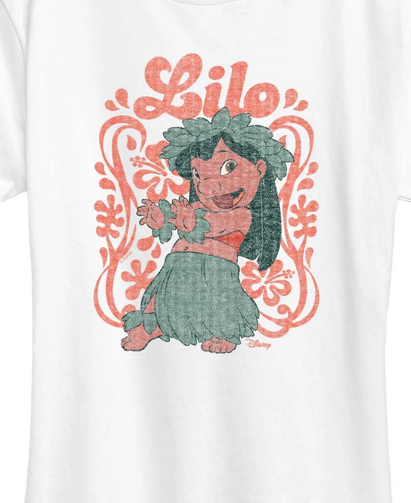 Hybrid Apparel Plus Lilo Stitch Floral Frame Graphic T-Shirt
