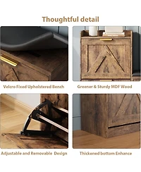 gaomon Farmhouse Freestanding Shoe Cabinet with Cushioned Bench and 4 Flip Drawers