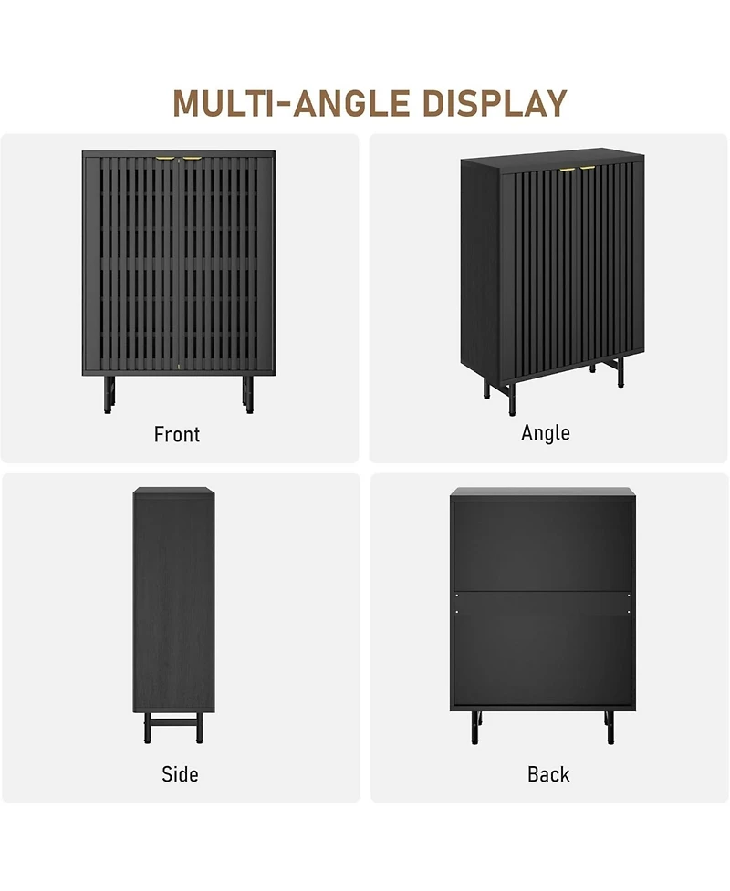 gaomon Narrow Freestanding 6-Tier Shoe Cabinet with Louvered Doors