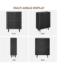 gaomon Narrow Freestanding 6-Tier Shoe Cabinet with Louvered Doors