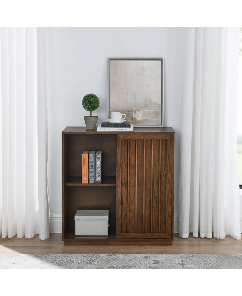 Clihome Farmhouse Sideboard with 2 Sliding Door, Storage Cabinet for Living Room