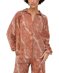 Raffya Women's Ginger Button Down Tiger Print Shirt