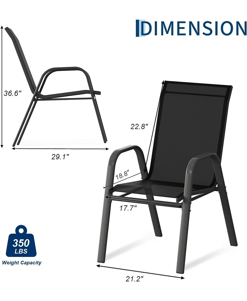 gaomon Patio Chairs Set of 6, Outdoor Stackable Dining Chairs with Textilene Fabric, All-Weather Deck Stacking Chairs with High Back for Backyard